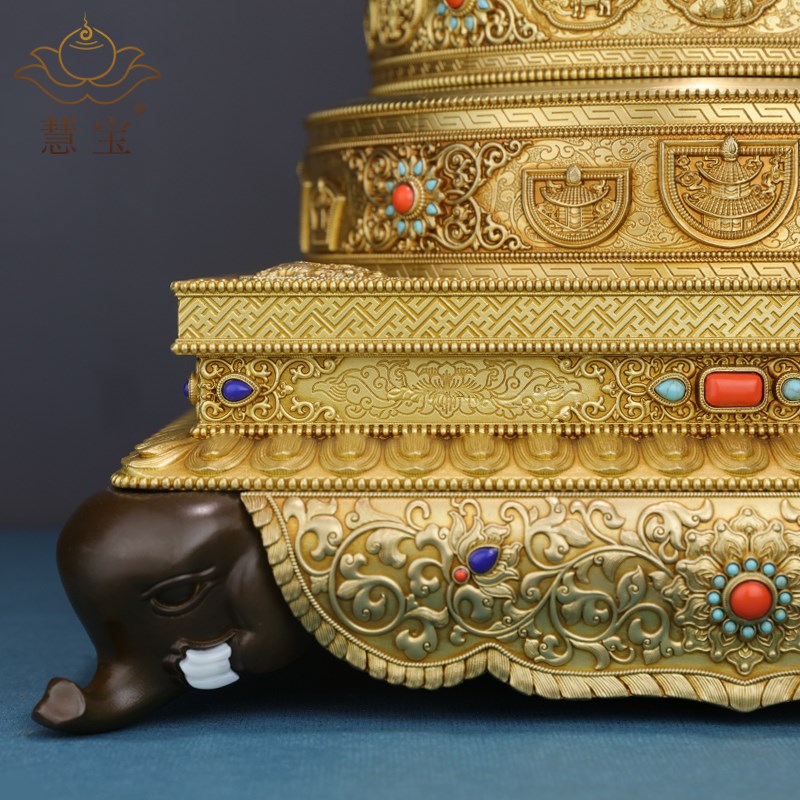 慧宝曼扎盘37堆七珍八宝供修曼茶罗蔓札漫达盘黄铜家用供佛供具