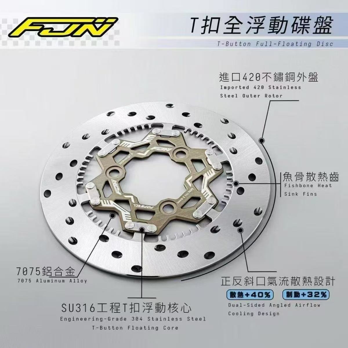 正品FJN T扣全浮动碟刹车盘三孔五孔220/245通用极核小牛9号改装