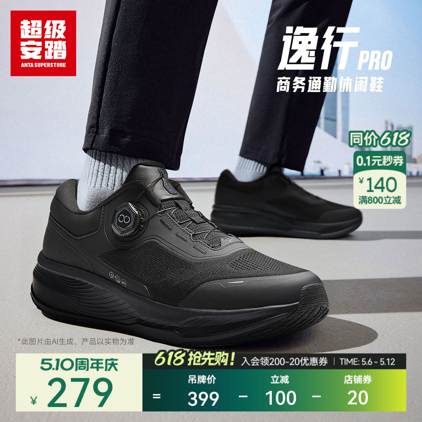 超级安踏逸行pro | 通勤休闲鞋男夏季透气运动鞋商务鞋112547711U