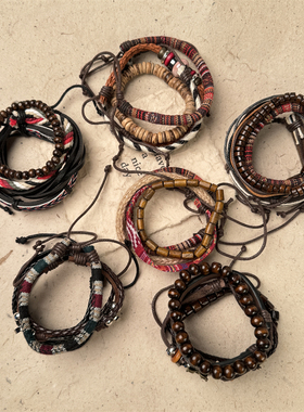 复古民族风手链手工编织多层叠戴