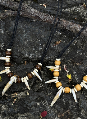 复古部落民族风仿狼牙木珠项链