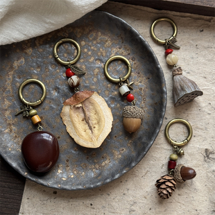 森系天然植物果实简约包挂挂件复古文艺民族风菩提子手工钥匙扣