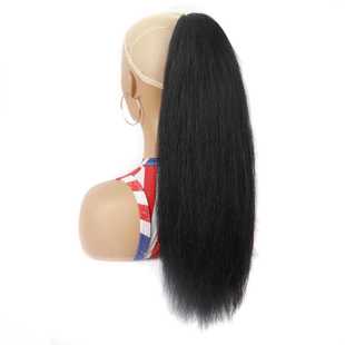 直销新款外贸假发马尾女 蓬松YAKI化纤抽绳马尾 长卷发玉米须爆炸