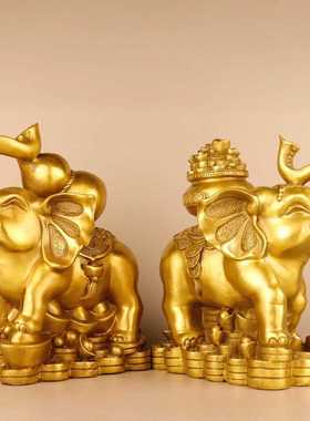 新款直销黄铜大象摆件福象元宝象福禄吉祥象家居玄关办公室桌礼品