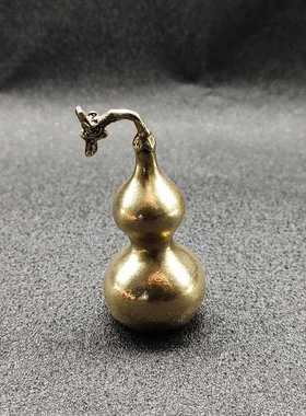 新款直销黄铜老物件仿古做旧手工传统工艺藤蔓吉祥葫芦福禄钥匙扣