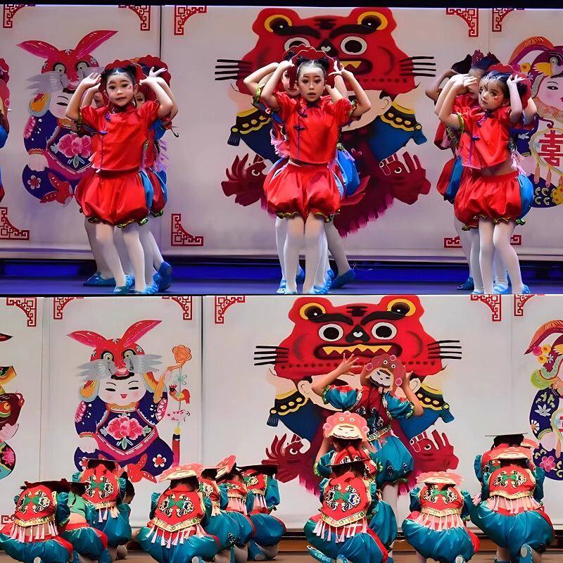 六一儿童喜庆演出服幼儿园女童中国小福娃舞蹈秧歌舞民族风灯笼裤