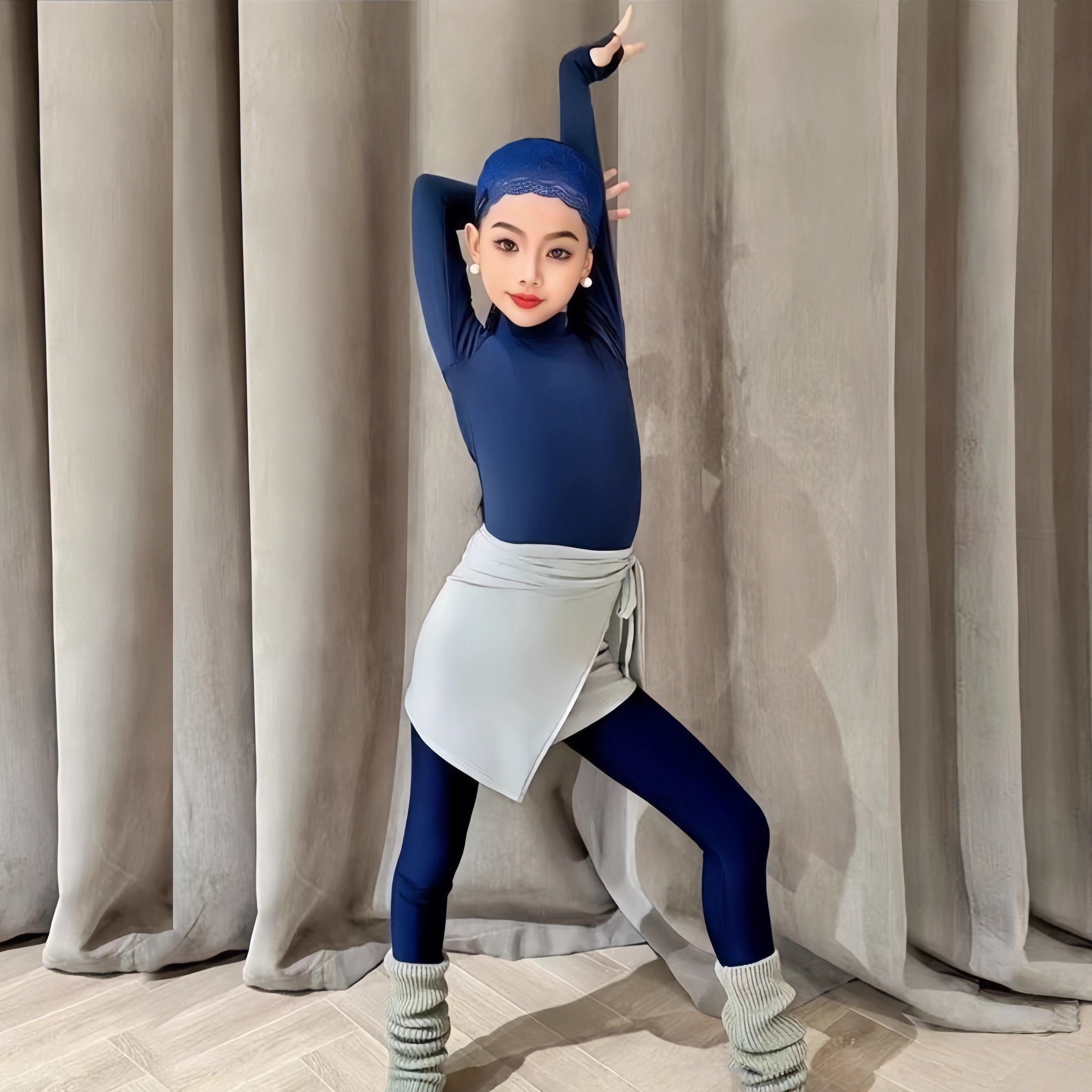 SQ同款拉丁女童冬季长袖瑜伽裤