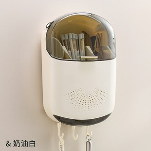 筷篓厨房筷笼K置物架筷筒餐具沥水收纳 家用带盖防尘筷子筒壁挂式