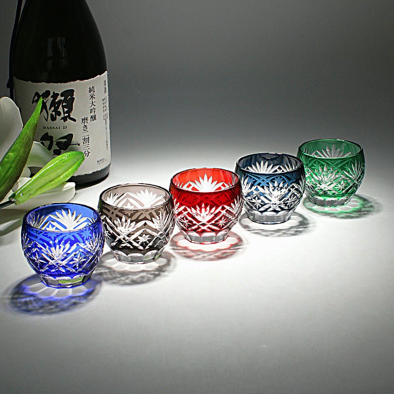 日式清酒杯烈酒杯白酒杯s分酒器手工雕刻江户切子玻璃玻璃杯家用