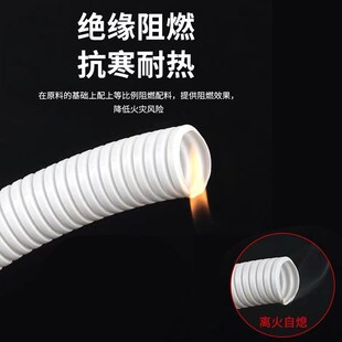 PP白色阻燃塑料波纹管汽车线束护H套软管 现货 线路保护阻燃螺纹