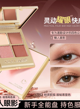 XUXU四色眼影盘大地色哑光珠光细闪眼影彩妆新手日常百搭跨境眼影