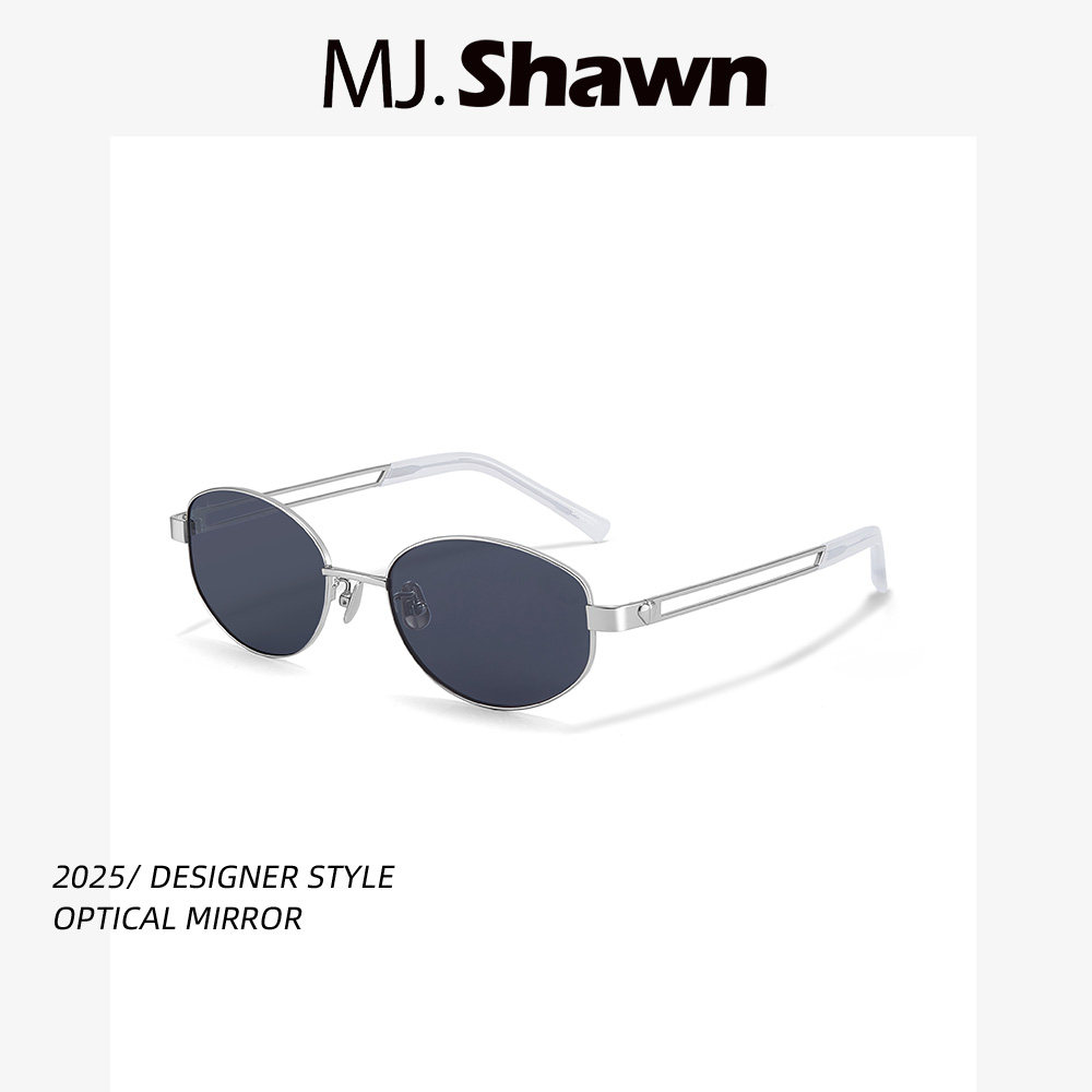 Shawnlee窄框墨镜女款金属高级感银色镂空复古小框老钱风太阳镜男