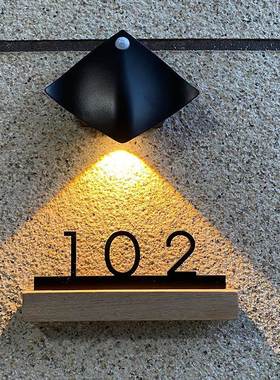 门牌感应灯氛围灯门牌号RTG装饰门照牌射灯明灯智能灯感应小灯壁