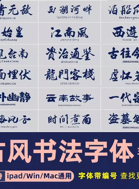 procreate古风字体ps/wps/word/pr/fcpx中文毛笔书法字体win/mac