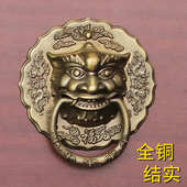 中式 仿古兽头门环虎头狮子头大门拉手纯黄铜实木门把手大门铜配件