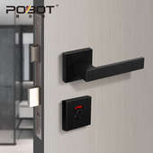 普佰特公共卫生间指示锁方形隔断门锁 酒店KTV双舌分体锁黑色