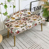 田园复古花布艺卧室床尾凳欧式 客厅带靠背沙发长凳子 家用门厅换鞋