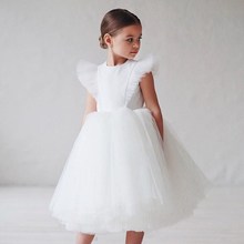 女童礼服公主裙洋气高端夏装儿童蓬蓬黑纱裙花童婚礼小女孩演出服