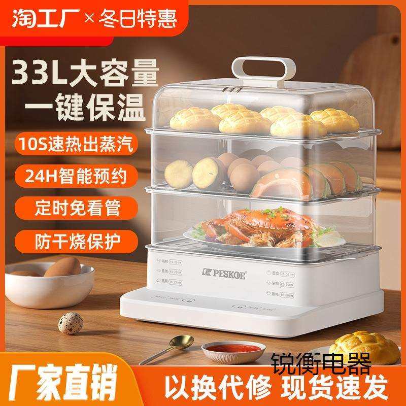 德国电蒸锅大容量可预约蒸箱多功能家用三层多层蒸煮炖一体电蒸笼
