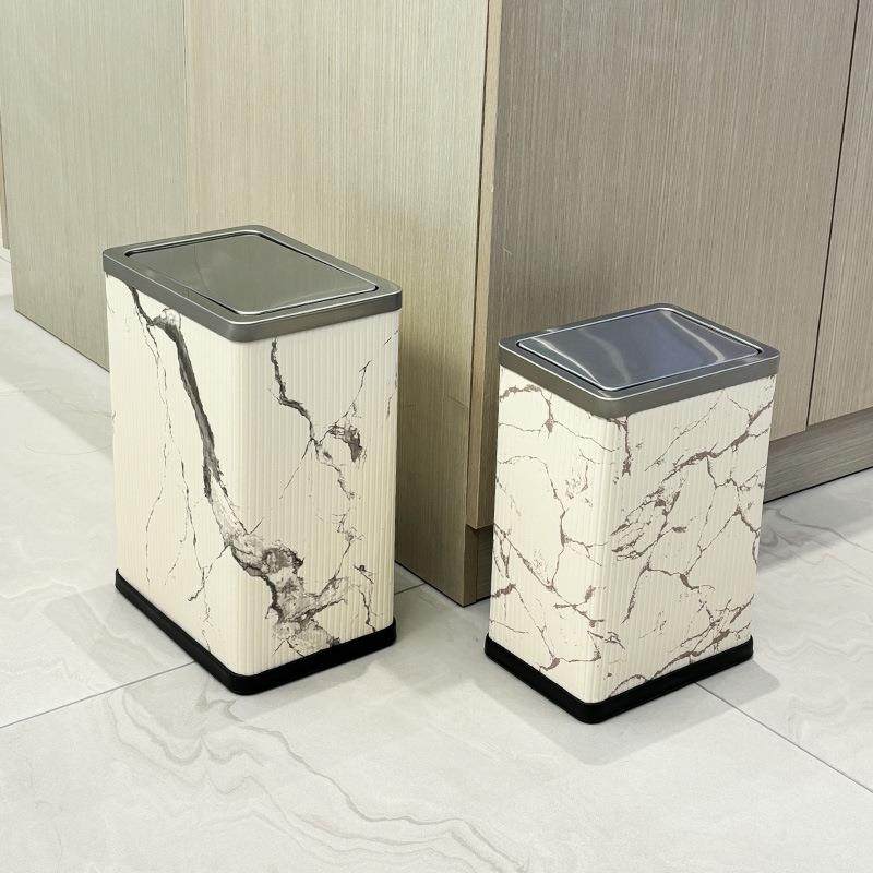 摇盖式垃圾桶家用客厅卧中室AAU卫生间新式高皮窄革档缝不锈钢纸