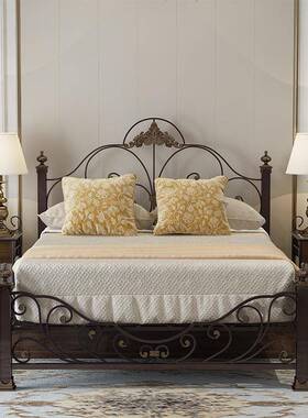 欧铁艺床单人复古铁宿架床轻现代主式卧奢加厚公主床双人床VDR舍