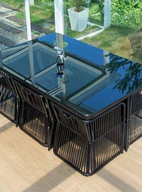 PSN户桌椅庭院桌休藤外编桌椅组合露闲台花园室外茶家具椅子防水