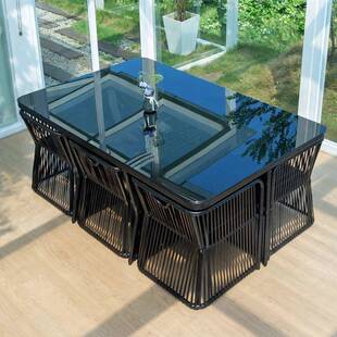 PSN户桌椅庭院桌休藤外编桌椅组合露闲台花园室外茶家具椅子防水