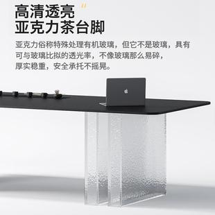 台茶桌现简约办室公不锈钢岩 7T意代轻ZGZ奢茶桌椅组合亚克力阳式