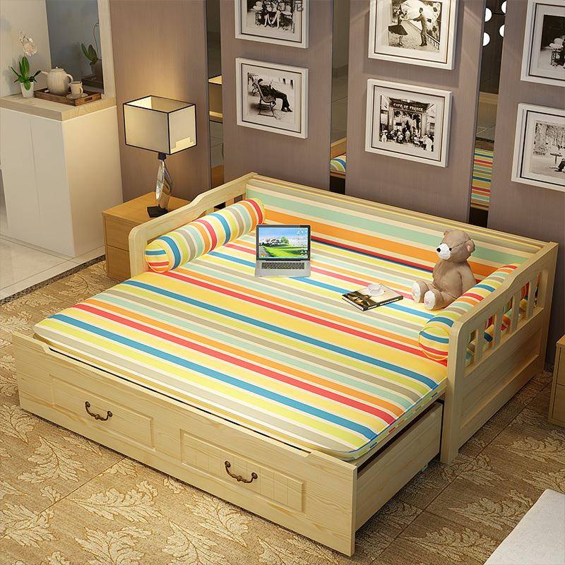 实木沙发床可UER折叠推拉小户型多功1.5米客能两厅1坐.8单人双人