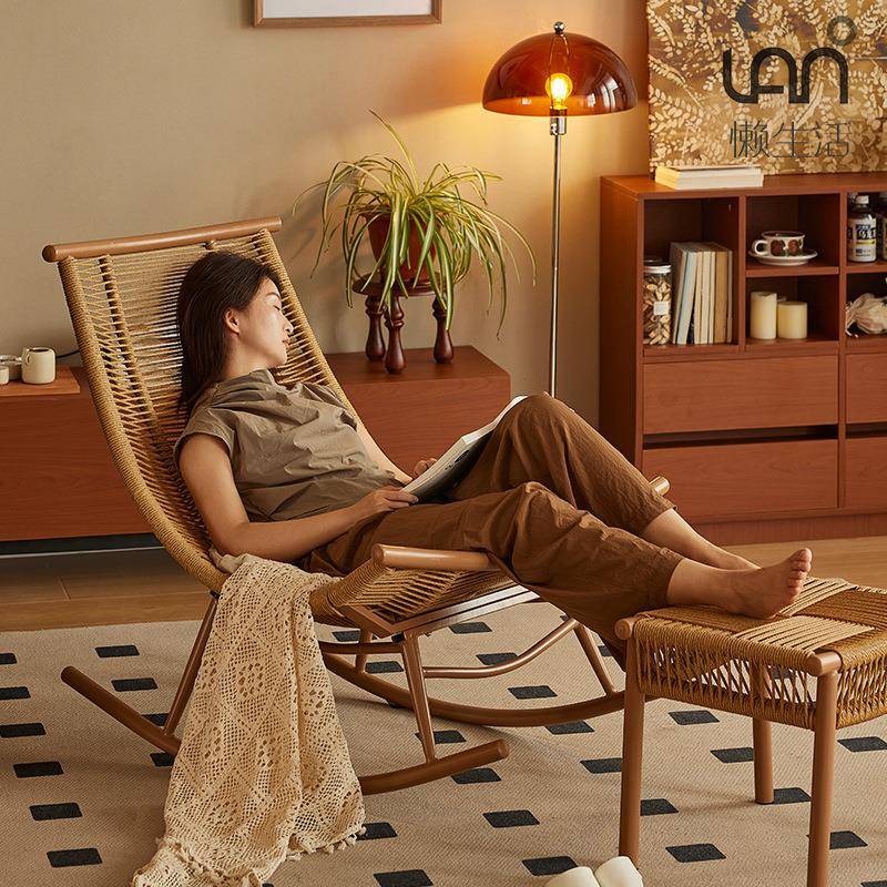 懒生活摇摇椅家用手工阳编织休闲椅大户藤椅UJV客厅台外摇椅人躺