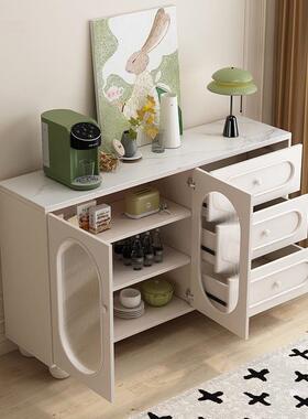 实木餐边柜奶油风斗客厅储柜物柜收边纳家用橱柜茶柜水碗柜94505