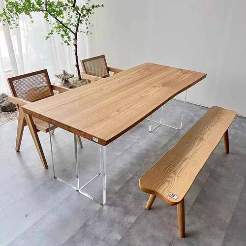 亚力悬浮zx999实克木桌白蜡木大板餐桌阳台茶桌家用简约桌工书作