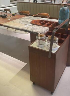 茶桌理20STO25新款高端桌茶桌餐一体家用实木黑胡桃木茶台大石奢