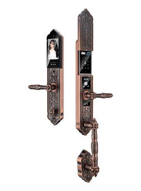 高端复古院中式指锁双开门高端轻庭奢智能RPI锁纹多功能别墅密码