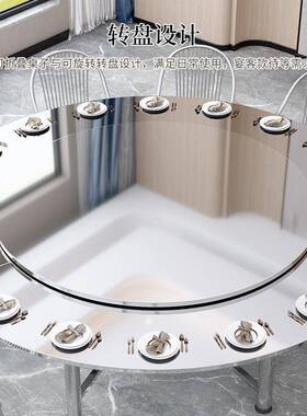 加厚加吃固304不锈可钢圆桌厚大圆桌家用饭餐桌不特RIJ锈钢折叠圆