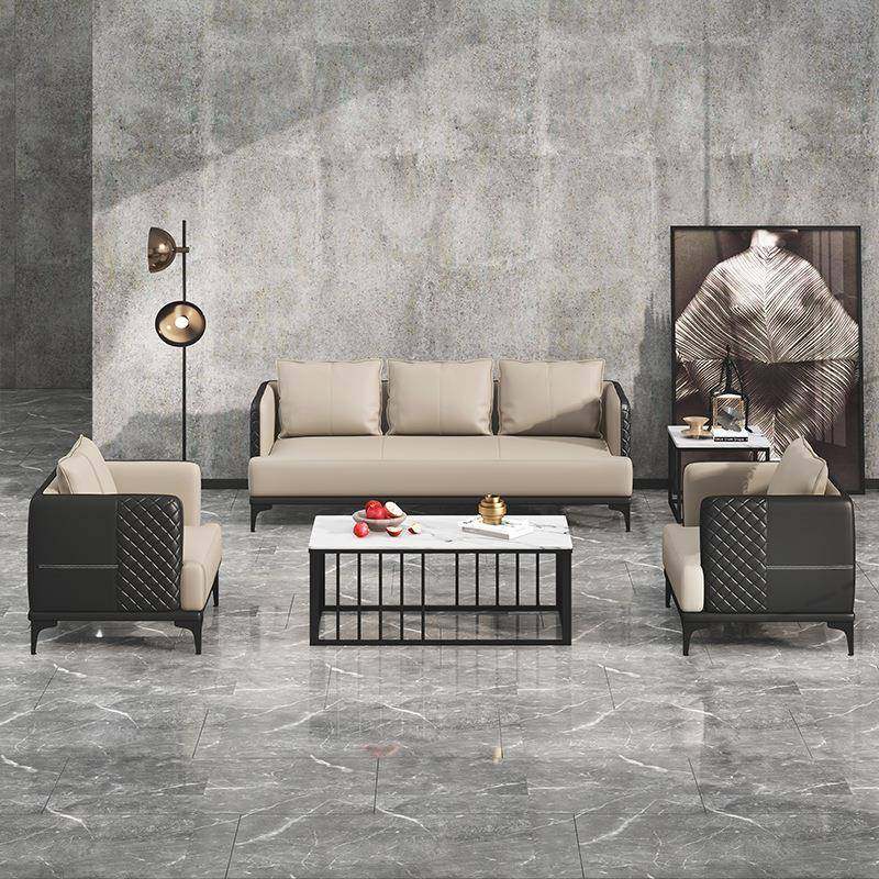 公室沙发茶几组合套装简办约现代会谈客商务FLU接待洽店型铺小三