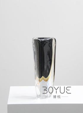 创意约琉璃简黑色玻璃餐花瓶样板间民宿NGU客器厅桌插花餐桌软装