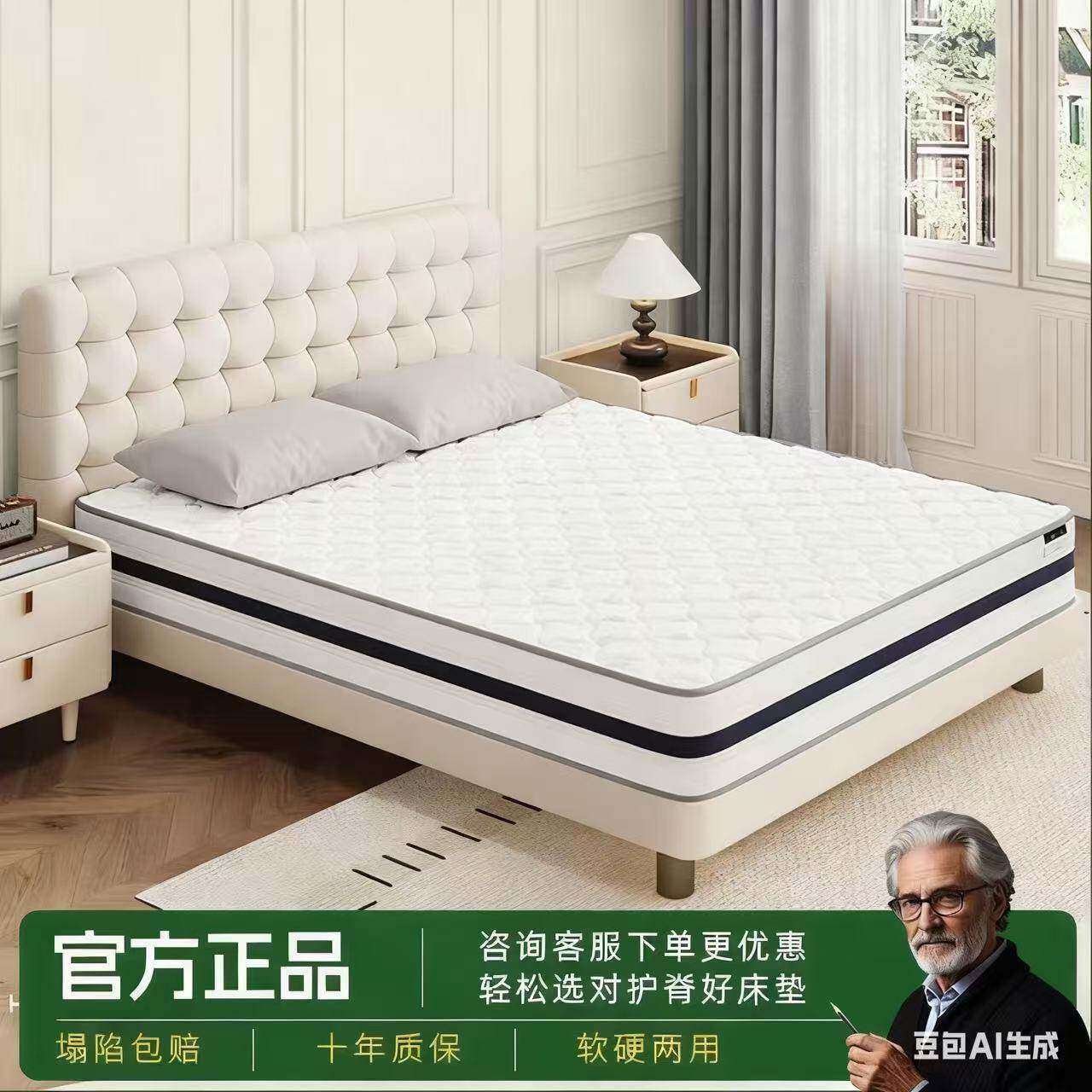 厂家缩直销家胶乳软床垫护脊棕榈加硬垫卧用室席梦NLW思压弹簧床