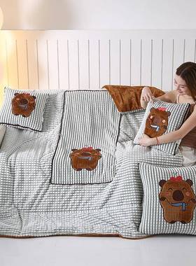 抱枕被子两用厚QBH二室合一折叠汽车公载枕头加被办午睡毯毛毯被