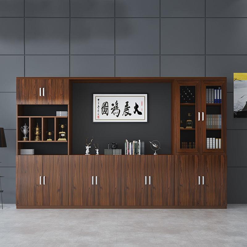 办AMU公室文公件柜料档轻案柜奢办公室资办公桌储物柜办室背景展