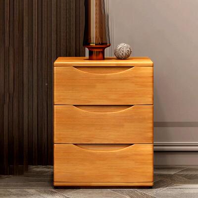 现代简约纳床边纯全实木原木色抽屉MAU小户型卧室落物地式收储套