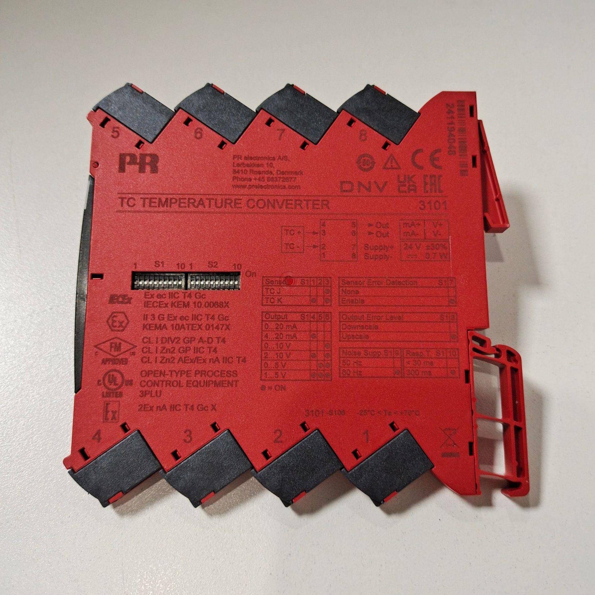 丹麦PR热电偶通变送器6.1mm超薄外壳31码01过JMEDIP定拨开关设参