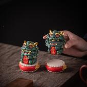 砂创意青石风狮面爷净心喜乐可爱茶宠文房架办公笔桌鱼缸造DSZ景