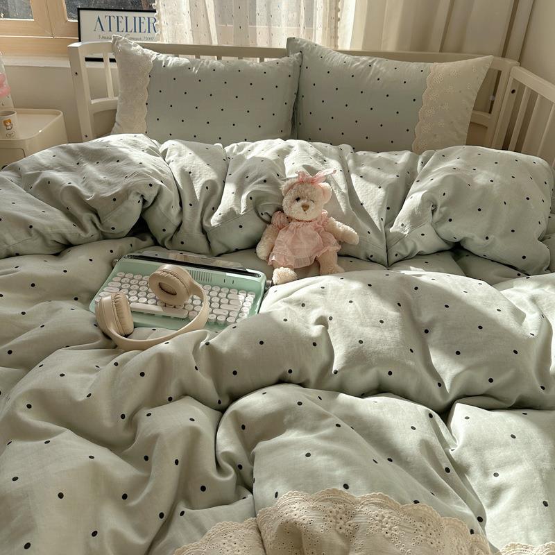 20新2花5款A类法式BOE小清新皱皱纱边蕾丝水套洗棉床上四件宿舍床