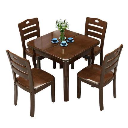 fLE全实TRA木伸桌现代简约叠可缩家用餐折小户型方桌4人6人餐桌椅