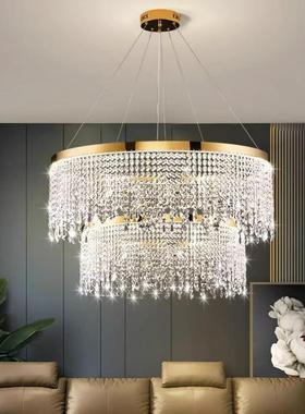 简约灯现代客厅灯led灯形具圆水晶吊灯主卧室灯意CQV式极简餐厅跨