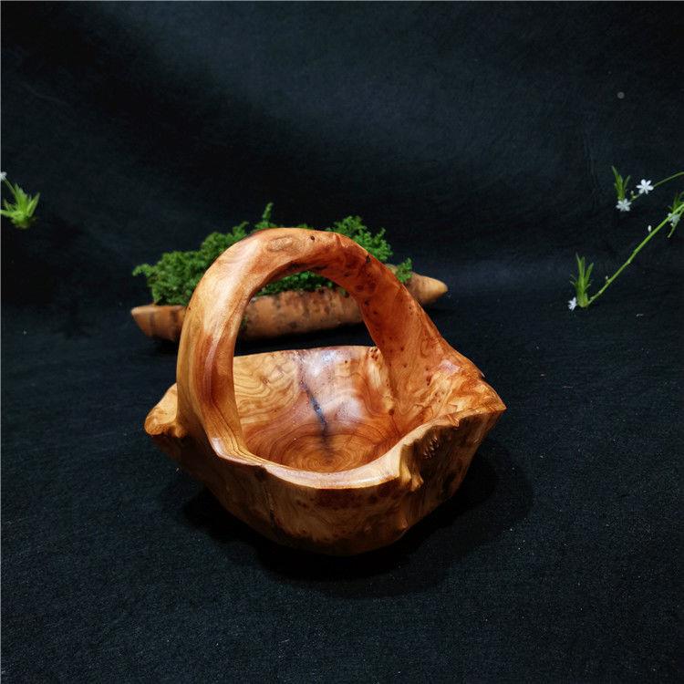 UPJ木质制果篮意根雕酒店大厅客厅玄关创摆件水果送礼装果篮