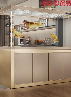 超白底过滤缸客厅家用型中大INV办公室水族玻璃风屏鱼玄关隔断金