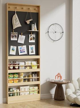 洞洞板收门后薄物架门置后纳MWY柜书实木免打孔夹缝芝士落地架窄