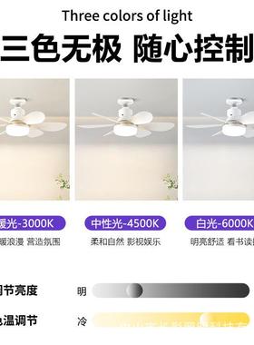 跨境新款三静色吊扇灯家用音可卸叶卧UQM室遥控客厅一扇体化风扇